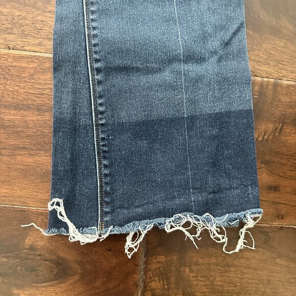 SPANX Wide Leg Cropped Dip Dye Raw Hem Stretch Denim Jeans Size Small - Picture 3 of 7